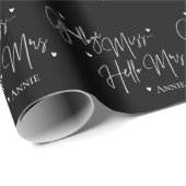 Goodbye Miss Hello Mrs. Schwarz-weiß Brautparty Geschenkpapier (Rolleneckpunkt)