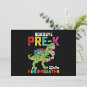 Goodbye Pre K Hello Kindergarten T Rex School Einladung (Stehend Vorderseite)