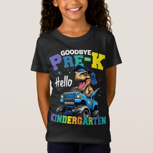 Goodbye Pre-k Monster Truck T rex Abschluss Boys T-Shirt (Vorderseite)