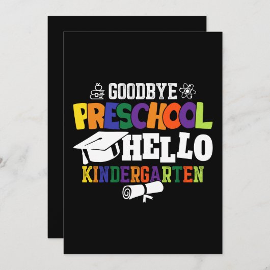 Goodbye Preschool Hello Kindergarten PreK Einladung (Vorne/Hinten)