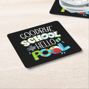 GoodBye School Hallo Pool Letzten Tag der Schule F Rechteckiger Pappuntersetzer