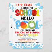 Goodbye School Hello Pool Einladung, Ende des Jahr Einladung (Vorne/Hinten)