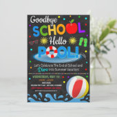 Goodbye School Hello Pool Party Einladung (Stehend Vorderseite)