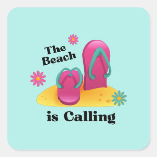 Goodbye School Hello Summer Beach Quadratischer Aufkleber