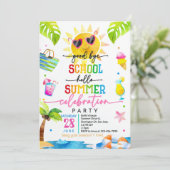 Goodbye School Hello Summer Invitation End of Scho Einladung (Stehend Vorderseite)