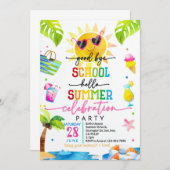 Goodbye School Hello Summer Invitation End of Scho Einladung (Vorne/Hinten)