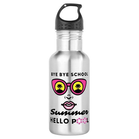 Goodbye School Hello Summer Pool Edelstahlflasche (Vorderseite)