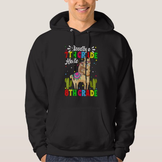 Goodbye Seurth Grade Hello 8th Grade Llama Sloth Hoodie (Vorderseite)