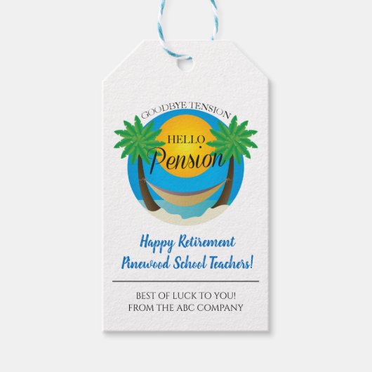 Goodbye Tension Hello Pension Rentirement Beach Geschenkanhänger (Vorderseite)