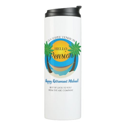 Goodbye Tension Hello Pension Rentirement Thermosbecher (Nach links gedreht)