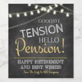 Goodbye Tension Hello Pension Weinlabel Weinetikett (Einzelnes Label)