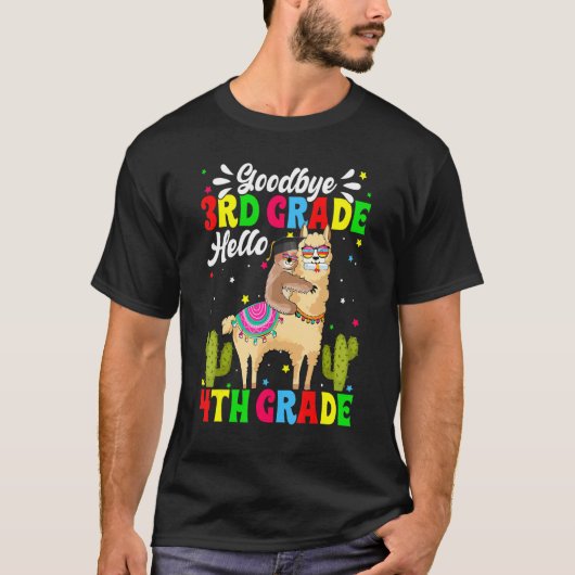 Goodbye Third Grade Hello 4th Grade Llama Sloth Gr T-Shirt (Vorderseite)