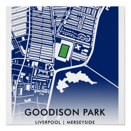 Goodison Park Stadionplan – Heimstätte des Everton Poster (Vorderseite)