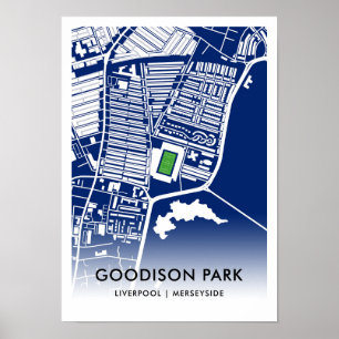 Goodison Park Stadium Map - Zuhause des Everton FC Poster