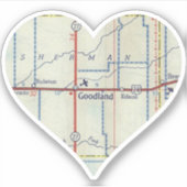 Goodland Kansas Vintage Karte Aufkleber (Vorderseite)