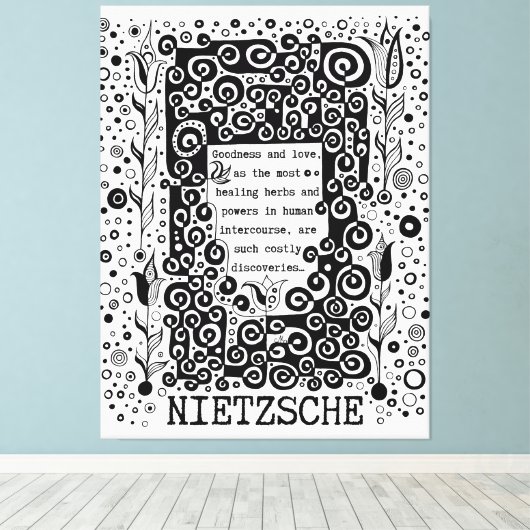 Goodness and LIEBE Zitat von Nietzsche Leinwanddruck (Insitu (Holzboden))