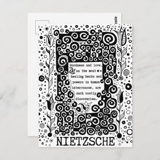 Goodness and LIEBE Zitat von Nietzsche Postkarte (Vorne/Hinten)