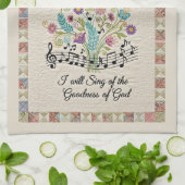 Goodness of God quilted look floral music Geschirrtuch (Gefaltet)