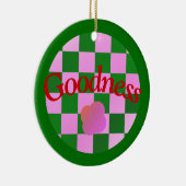 Goodness-Zitat in klassischer grüner Typografie Keramik Ornament (Rechts)