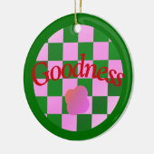 Goodness-Zitat in klassischer grüner Typografie Keramik Ornament (Links)