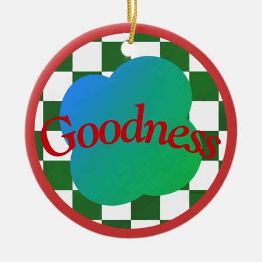 Goodness Zitat Klassische rot-grüne Typografie Keramik Ornament (Vorne)