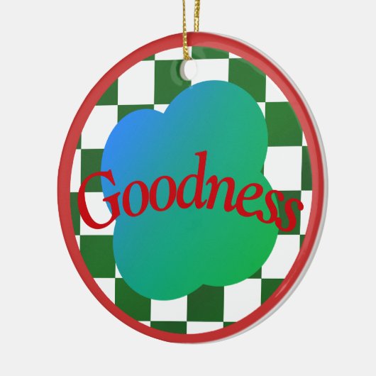 Goodness Zitat Klassische rot-grüne Typografie Keramik Ornament (Links)