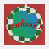 Goodness Zitat Klassische rot-grüne Typografie Ornament Aus Glas (Rückseite)