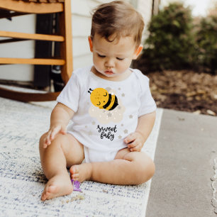 Goodnight Honey Bee Yellow Stars Baby Bodysuit Strampler