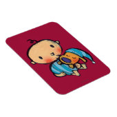 Goodnight Kisses Adorable Puppy in Blue Pajamas Magnet (Rechte Seite)
