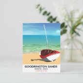 Goodrington Sands Devon Vintage Reiseplakat Postkarte (Stehend Vorderseite)