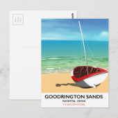 Goodrington Sands Devon Vintage Reiseplakat Postkarte (Vorne/Hinten)