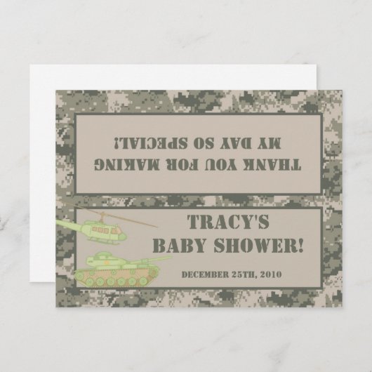 Goody Bag Topper ARMY ACU Camoflauge Digitale Camo Einladungspostkarte (Vorne/Hinten)