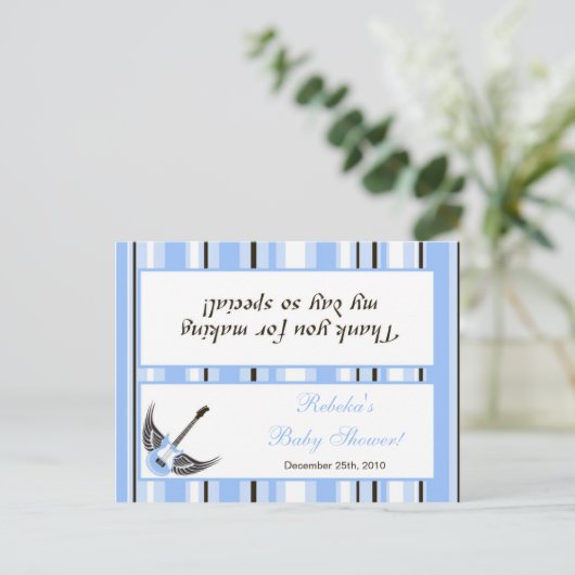 Goody Bag Topper Boy Blue Punk Rocker Gitarre Einladungspostkarte (Stehend Vorderseite)