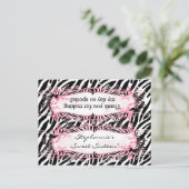 Goody Bag Topper Girly Butterfly Zebra Print Patte Postkarte (Stehend Vorderseite)