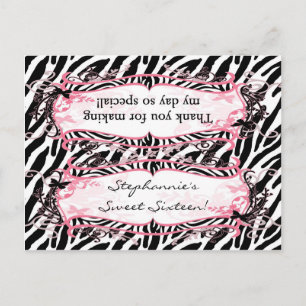 Goody Bag Topper Girly Butterfly Zebra Print Patte Postkarte