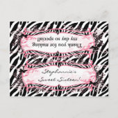 Goody Bag Topper Girly Butterfly Zebra Print Patte Postkarte (Vorderseite)