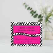 Goody Bag Topper Hot Pink Zebra Print Einladungspostkarte (Stehend Vorderseite)