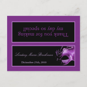 Goody Bag Topper Mis XV Lila Lilac Black Party Einladungspostkarte