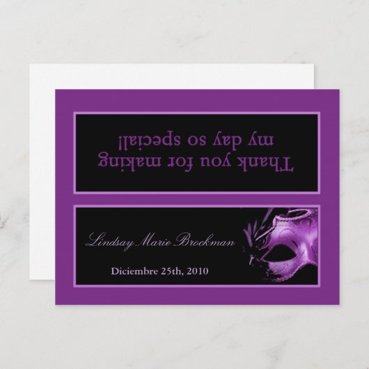 Goody Bag Topper Mis XV Lila Lilac Black Party Einladungspostkarte (Vorne/Hinten)