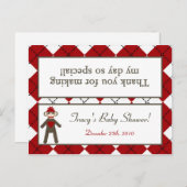 Goody Bag Topper Red Sock Affe Raute Einladungspostkarte (Vorne/Hinten)