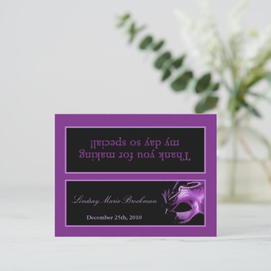 Goody Bag Topper Sweet 16 Lila Lilac Black Party Einladungspostkarte (Stehend Vorderseite)