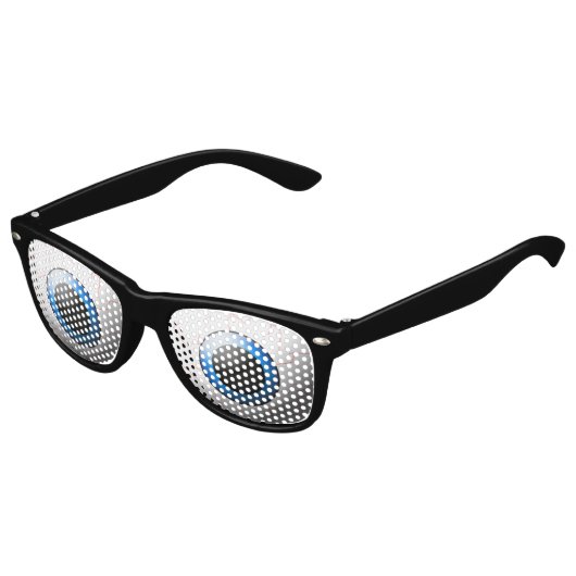 Goofy Bloodshot Blue Eyeballs Halloween Sonnenbrille (Schrägansicht)
