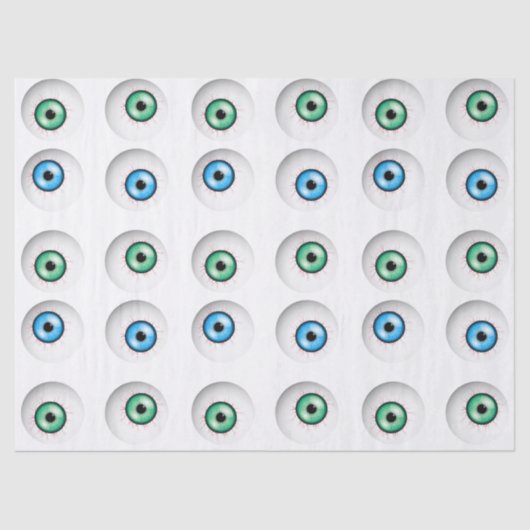 Goofy Blue und Green Eyeball Pattern Seidenpapier (Vorderseite)