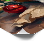 Goofy Boxer Dog Tangled in Christmas Lights Poster (Ecke)