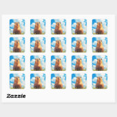 Goofy Capybara Smile Quadratischer Aufkleber (Blatt)