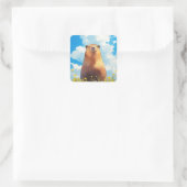 Goofy Capybara Smile Quadratischer Aufkleber (Tasche)