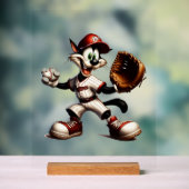 Goofy Cat Baseball Pitcher bricht auf Acrylschild (Neutral)
