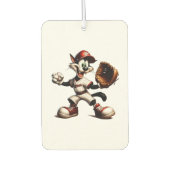 Goofy Cat Baseball Pitcher bricht auf Autolufterfrischer (Vorderseite)