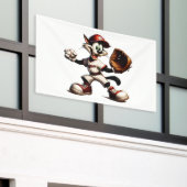Goofy Cat Baseball Pitcher bricht auf Banner (Äußeres Gebäude)