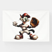 Goofy Cat Baseball Pitcher bricht auf Banner (Horizontal)